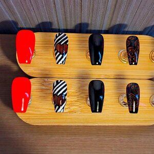 Midnight Temptation 🖤🔥Medium length coffin press on nails